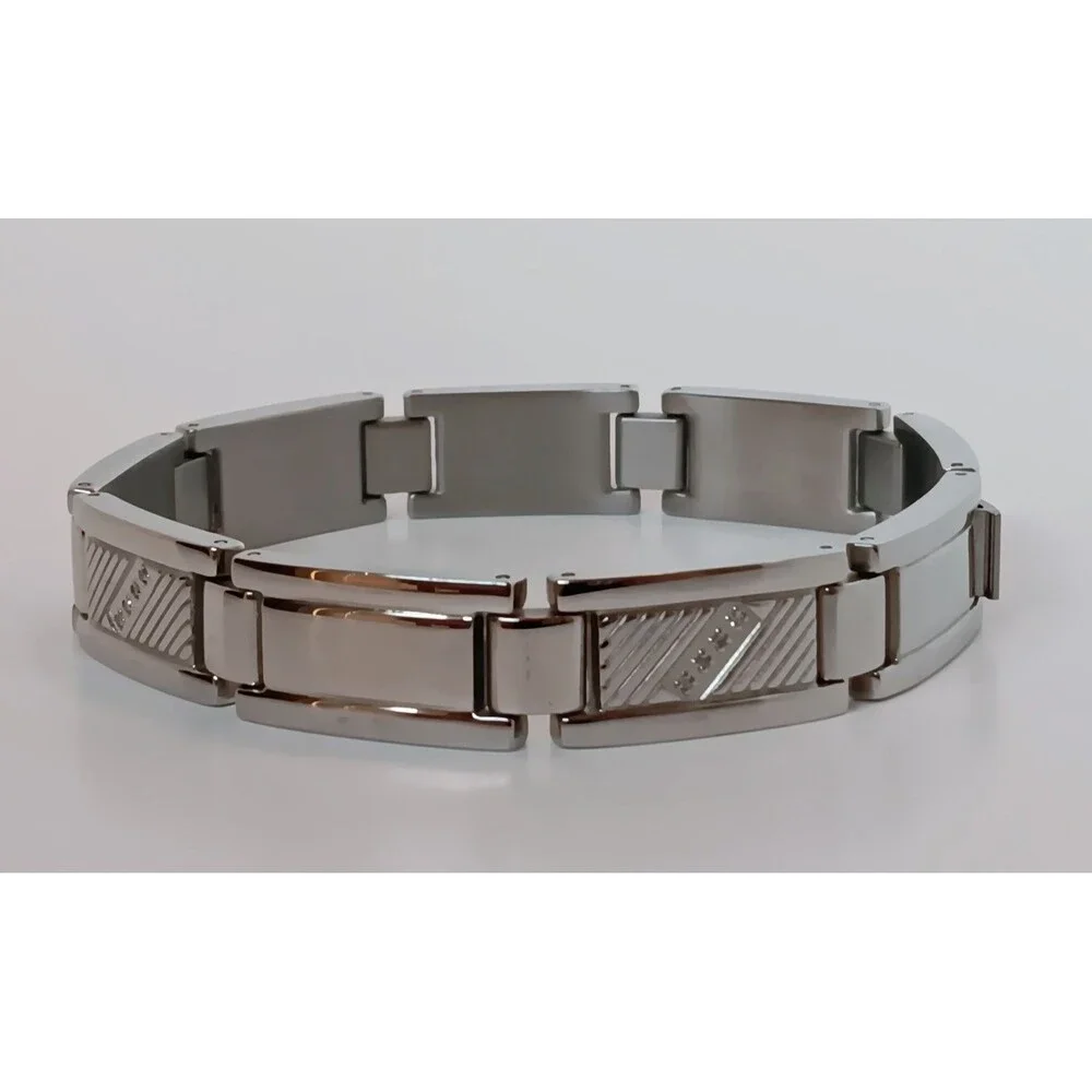 Men's 11 mm Stainless Steel & Diamond Bracelet 8.75 in